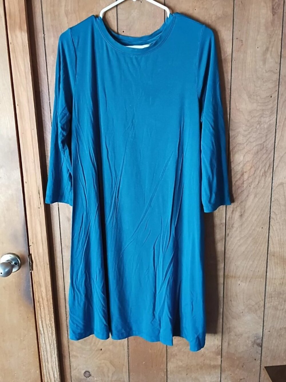 Time and Tru Women’s Large 12-14 Blue Swing Dress Rayon Spandex Pullover Casual